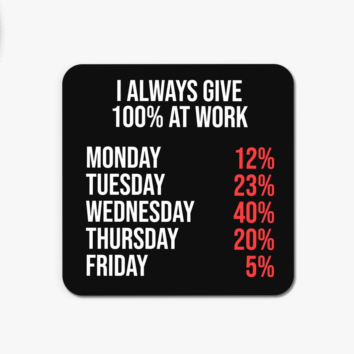 Pohártartó felirattal - 100% a munkahelyen