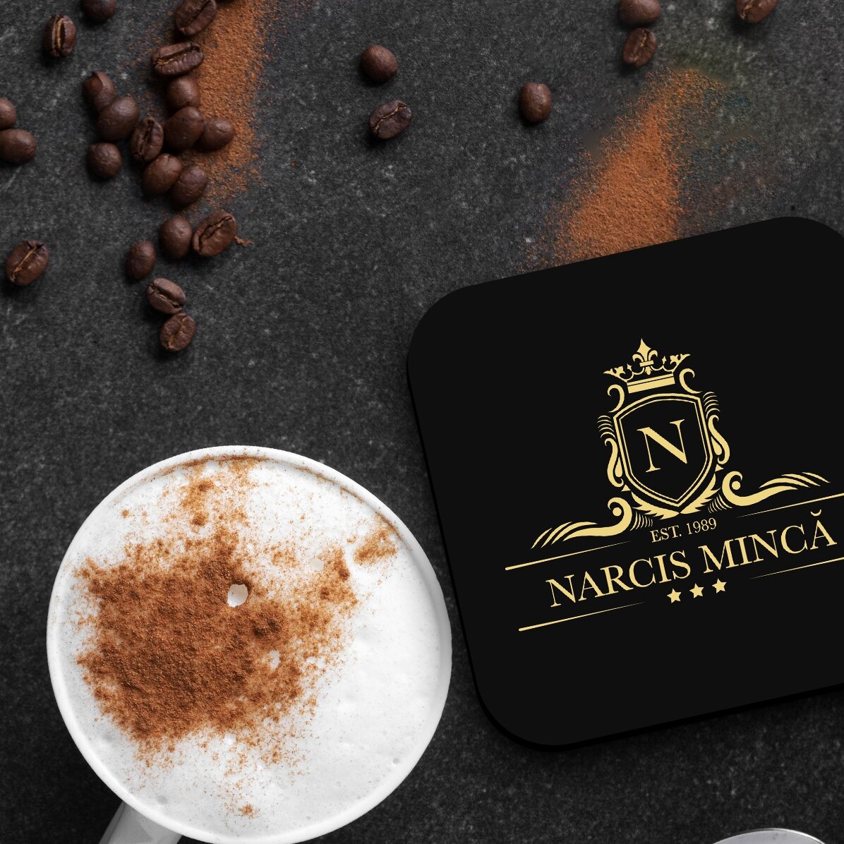 Suport pentru pahar personalizat cu inițială și nume