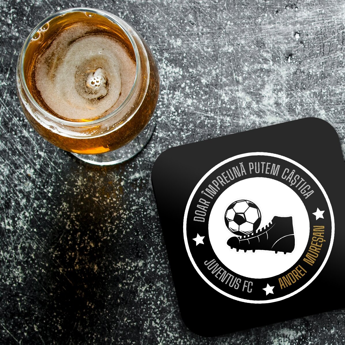 Suport pentru pahar personalizat cu text - Echipa de fotbal