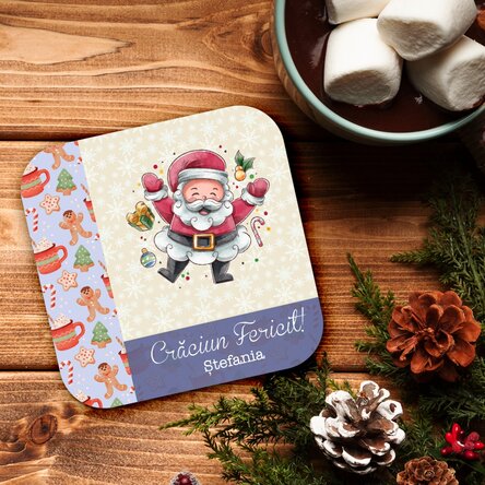 Suport pentru pahar personalizat cu text - Happy Santa