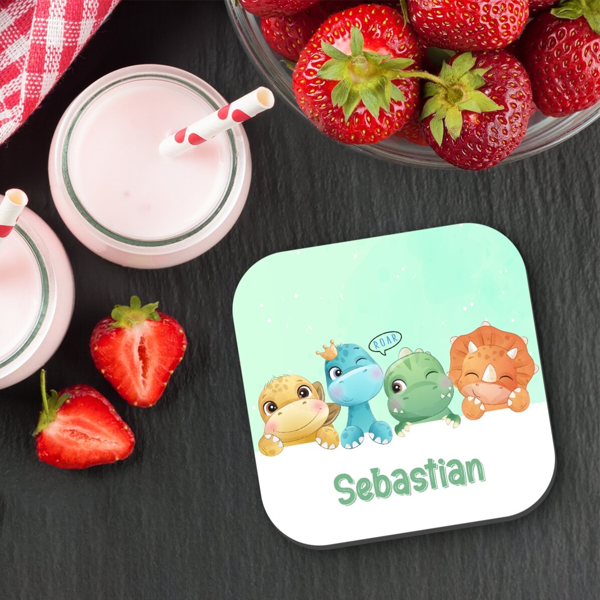 Suport pentru pahar personalizat cu text pentru copii