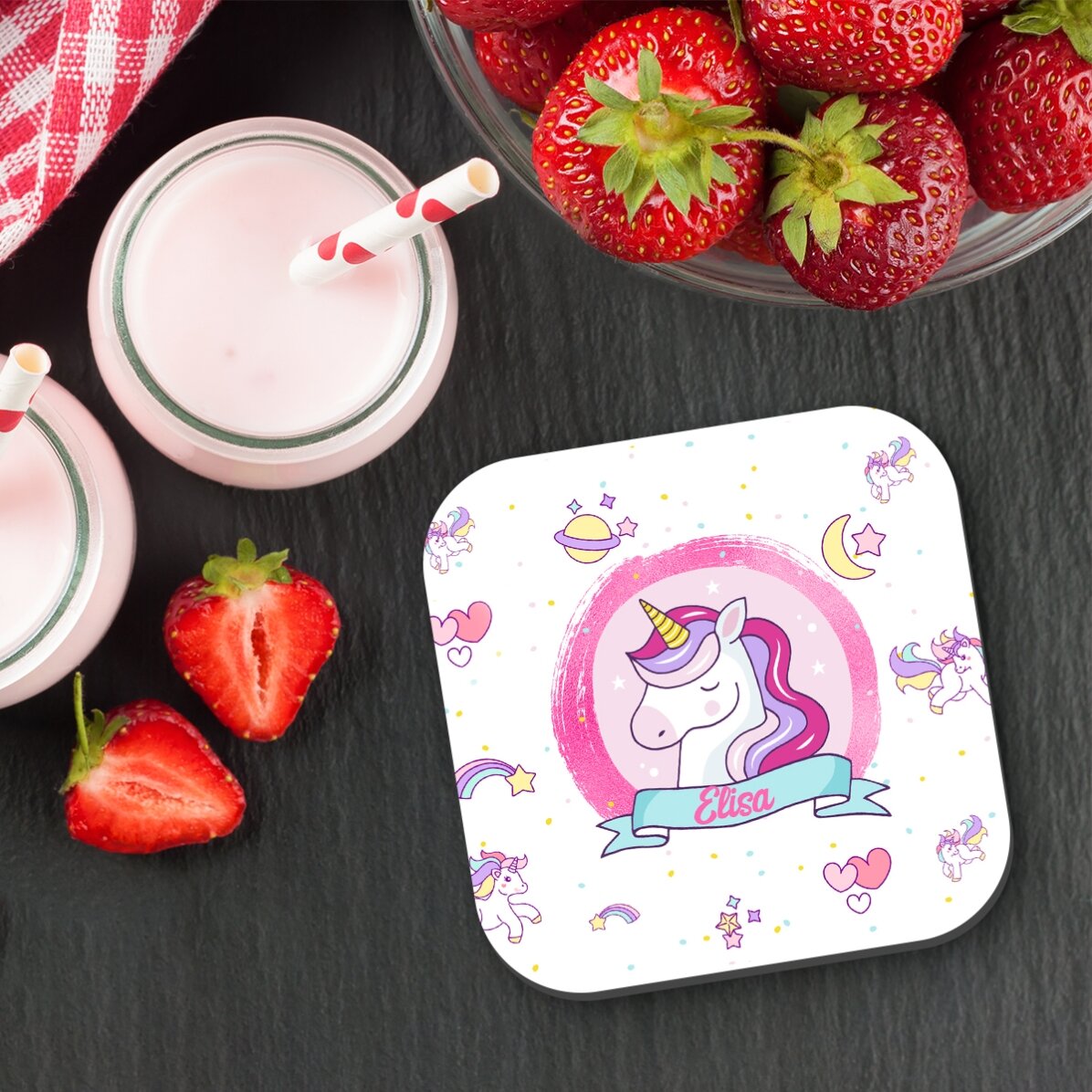 Suport pentru pahar personalizat cu text pentru fetițe