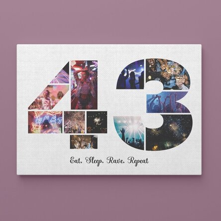 Tablou canvas landscape personalizat cu 12 poze model numărul 43 și mesaj text