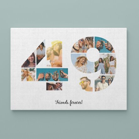 Tablou canvas landscape personalizat cu 12 poze model numărul 49 și mesaj text