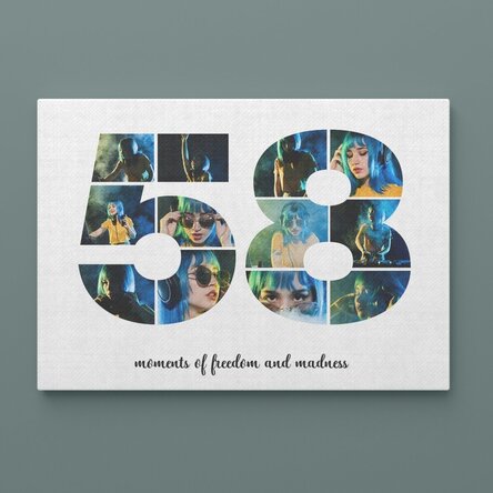 Tablou canvas landscape personalizat cu 12 poze model numărul 58 și mesaj text