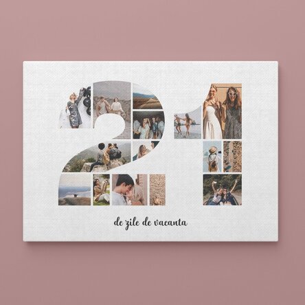 Tablou canvas landscape personalizat cu 15 poze model numărul 21 și mesaj text