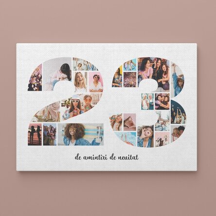 Tablou canvas landscape personalizat cu 25 poze model numărul 23 și mesaj text