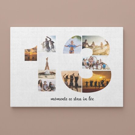 Tablou canvas landscape personalizat cu 9 poze model numărul 13 și mesaj text 