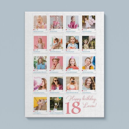 Tablou canvas personalizat cu 18 poze și mesaj - #Instagram
