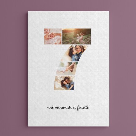 Tablou canvas personalizat cu 5 poze model numărul 7 și mesaj text