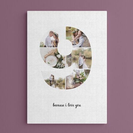 Tablou canvas personalizat cu 6 poze model numărul 9 și mesaj text