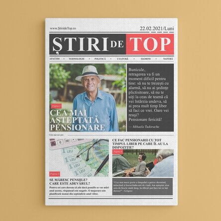 Tablou canvas personalizat cu o poză și text - Pensionarea, știrea zilei