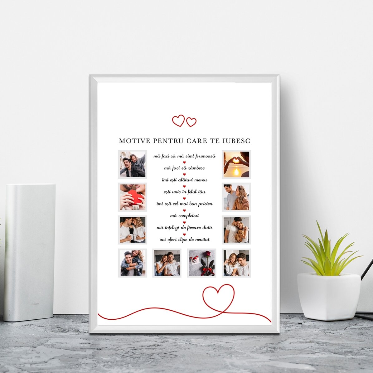 Tablou cu 10 poze și text - Motive pentru care te iubesc