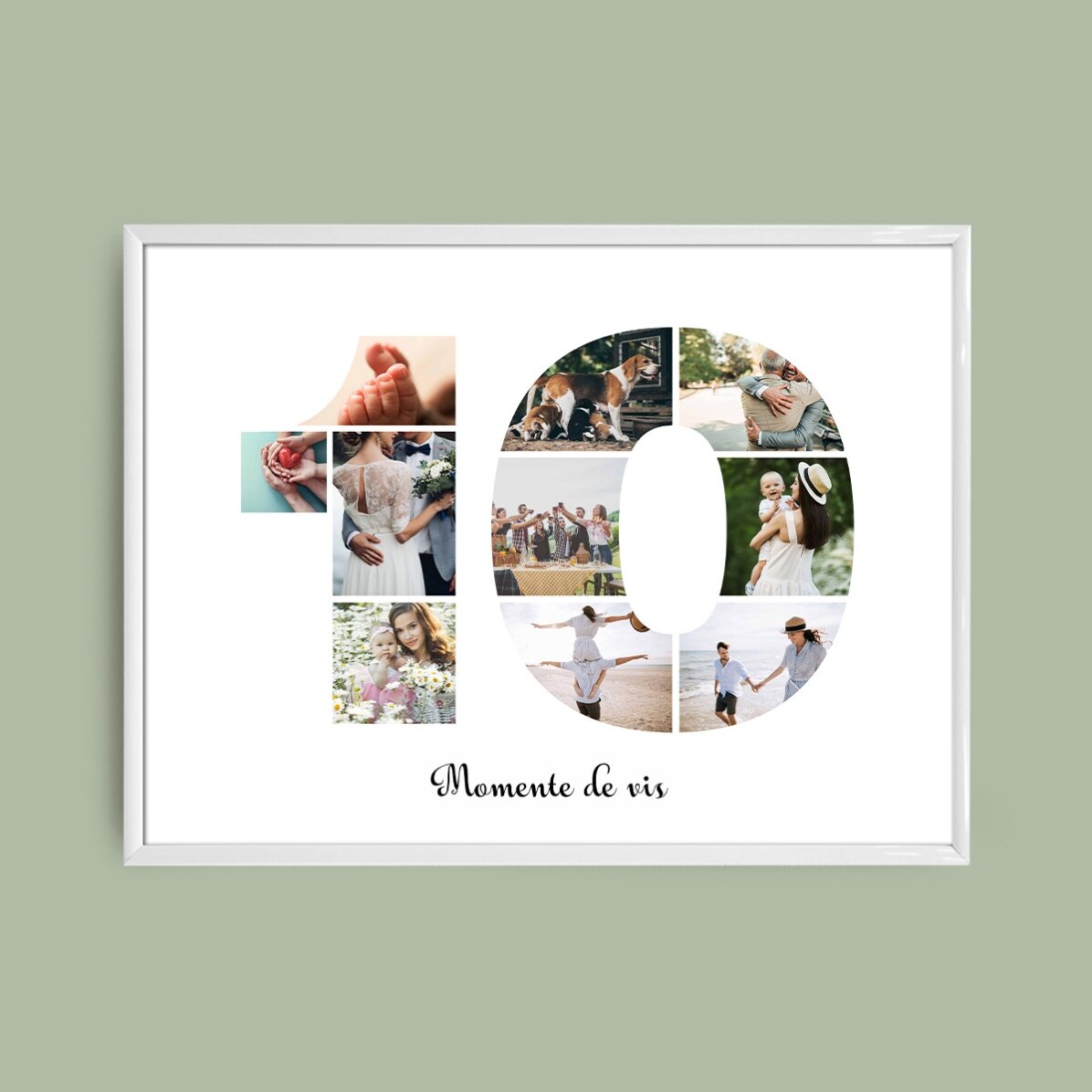 Személyre szabott tájkép vászon 10 fotóval, modellszám 10 és szöveges üzenet