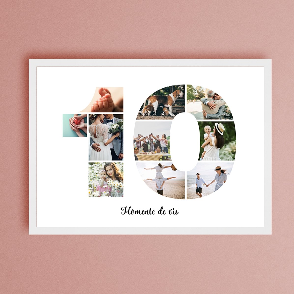 Tablou landscape personalizat cu 10 poze model numărul 10 și mesaj text 