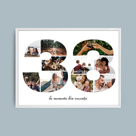 Személyre szabott tájkép vászon 10 fotóval, modellszám 38 és szöveges üzenettel