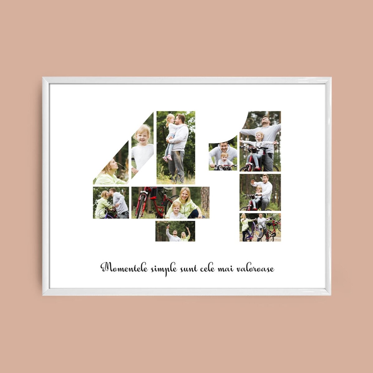 Személyre szabott tájkép vászon 10 fotóval, modellszám 41 és szöveges üzenettel