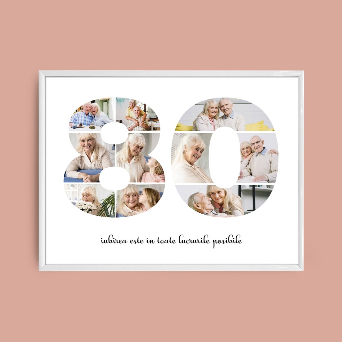 Személyre szabott tájkép vászon 10 fotóval, 80-as modellszámmal és szöveges üzenettel