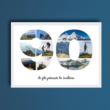 Tablou landscape personalizat cu 10 poze model numărul 90 și mesaj text