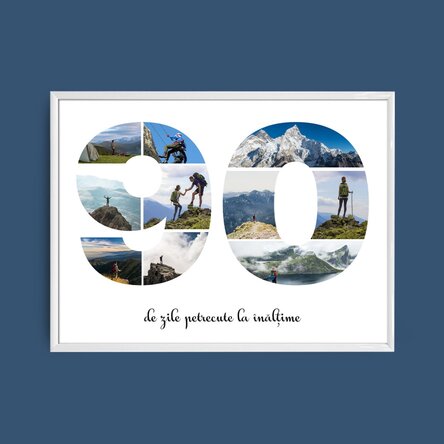 Személyre szabott tájkép vászon 10 fotóval, modellszám 90 és szöveges üzenettel