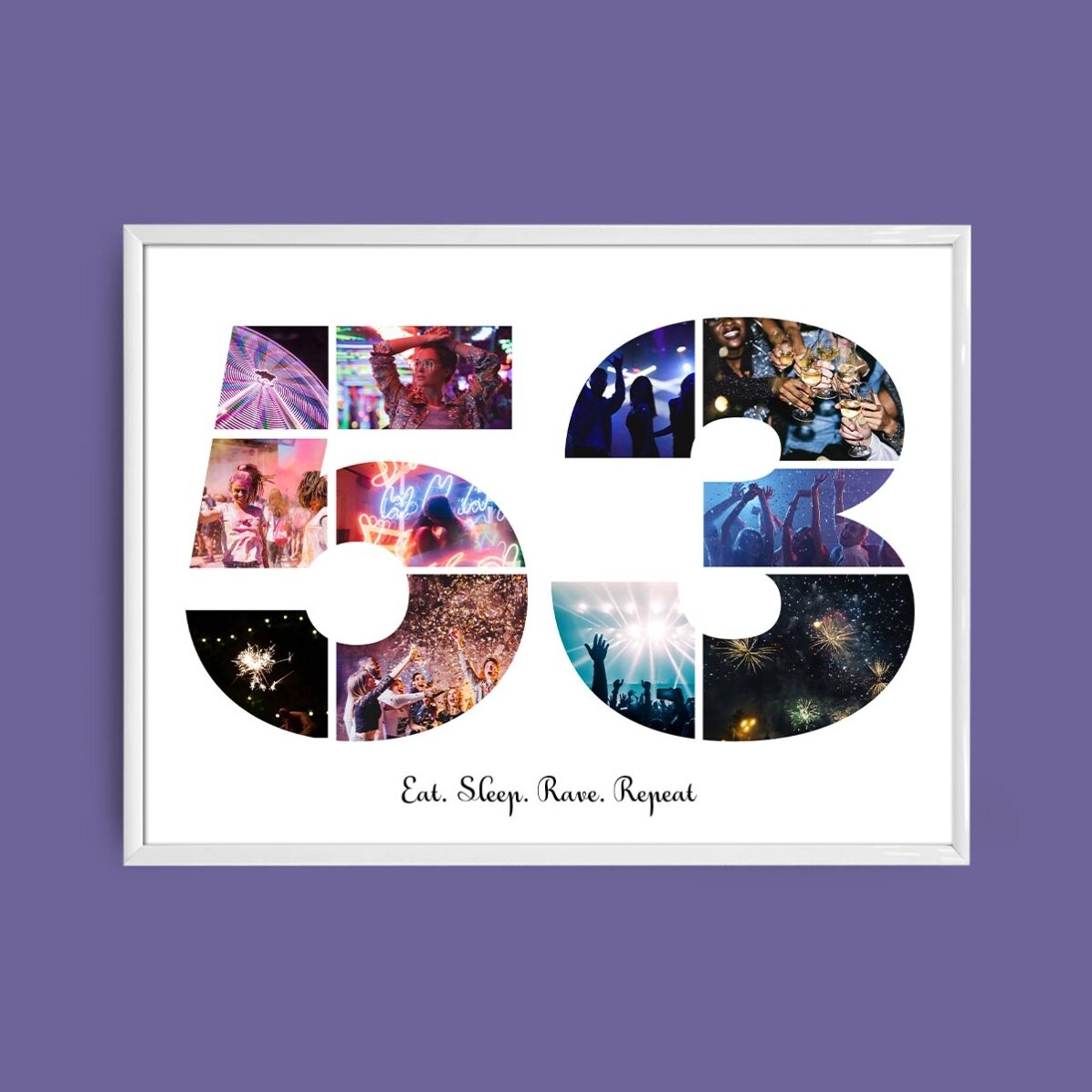 Személyre szabott tájkép vászon 11 fotóval, 53-as modellszámmal és szöveges üzenettel