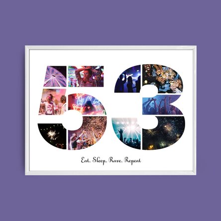 Személyre szabott tájkép vászon 11 fotóval, 53-as modellszámmal és szöveges üzenettel