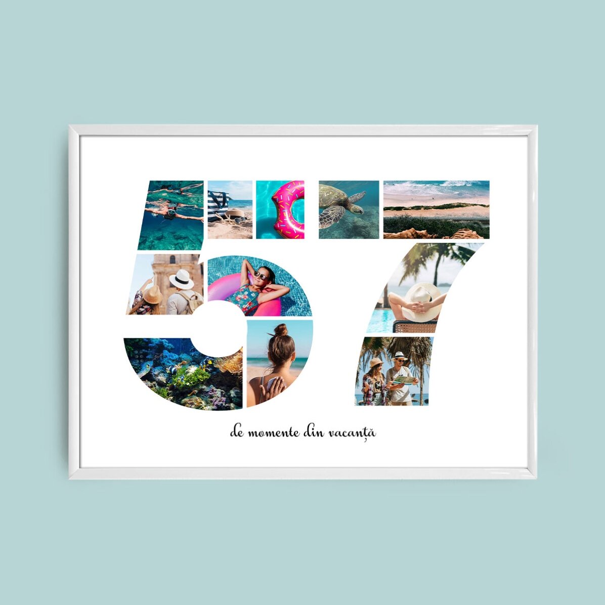 Személyre szabott tájkép vászon 11 fotóval, 57-es modellszámmal és szöveges üzenettel