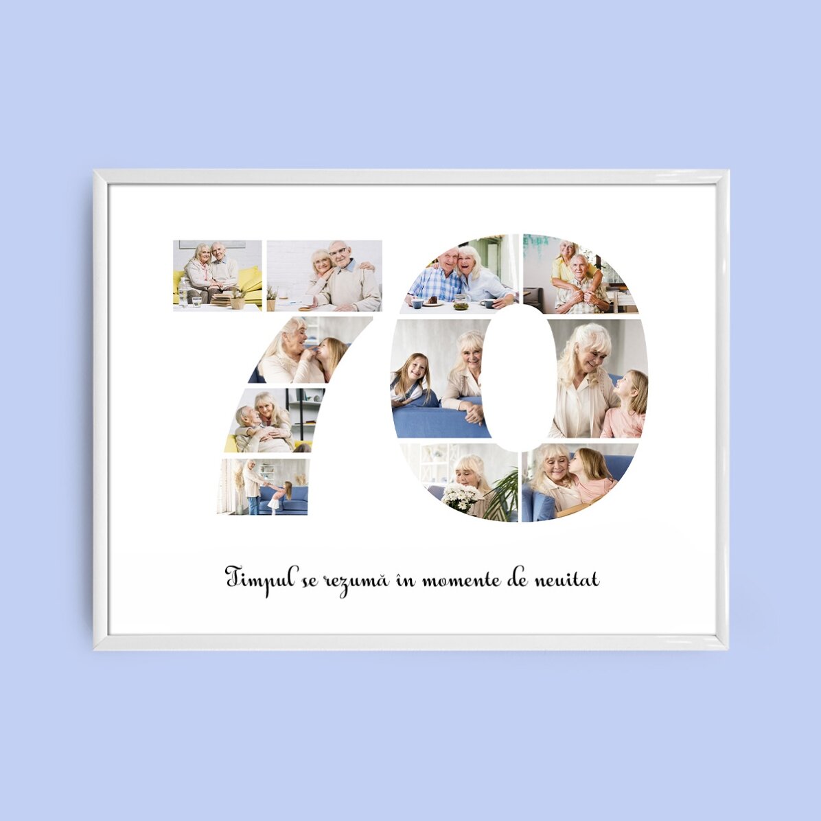 Személyre szabott tájkép vászon 11 fotóval, 70-es modellszámmal és szöveges üzenettel