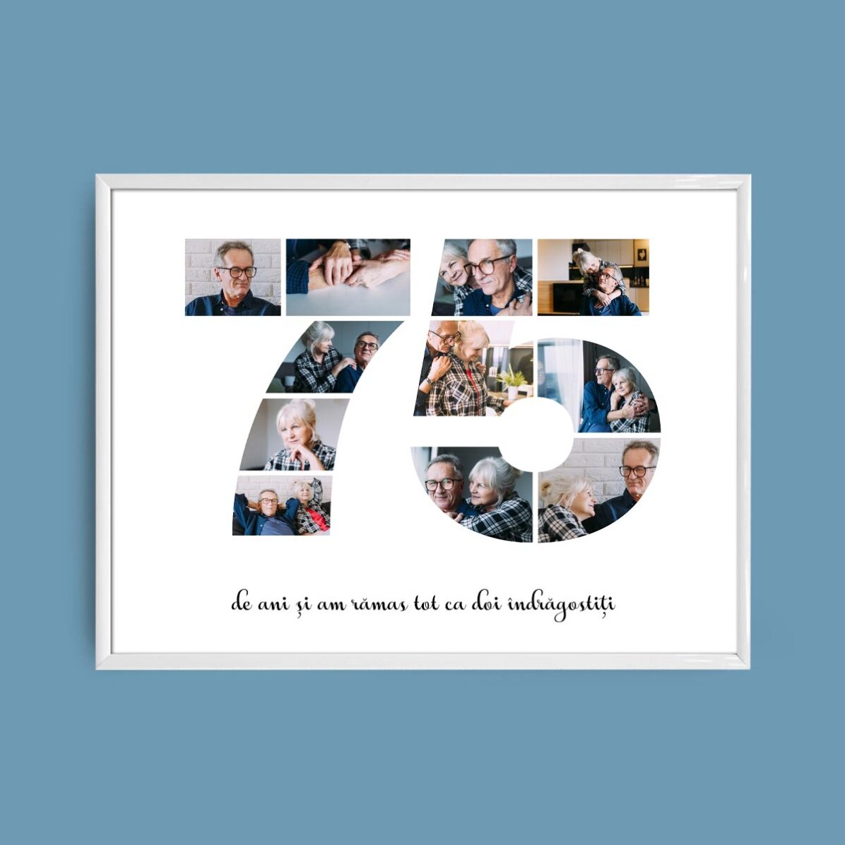 Személyre szabott tájkép vászon 11 fotóval, modellszám 75 és szöveges üzenettel