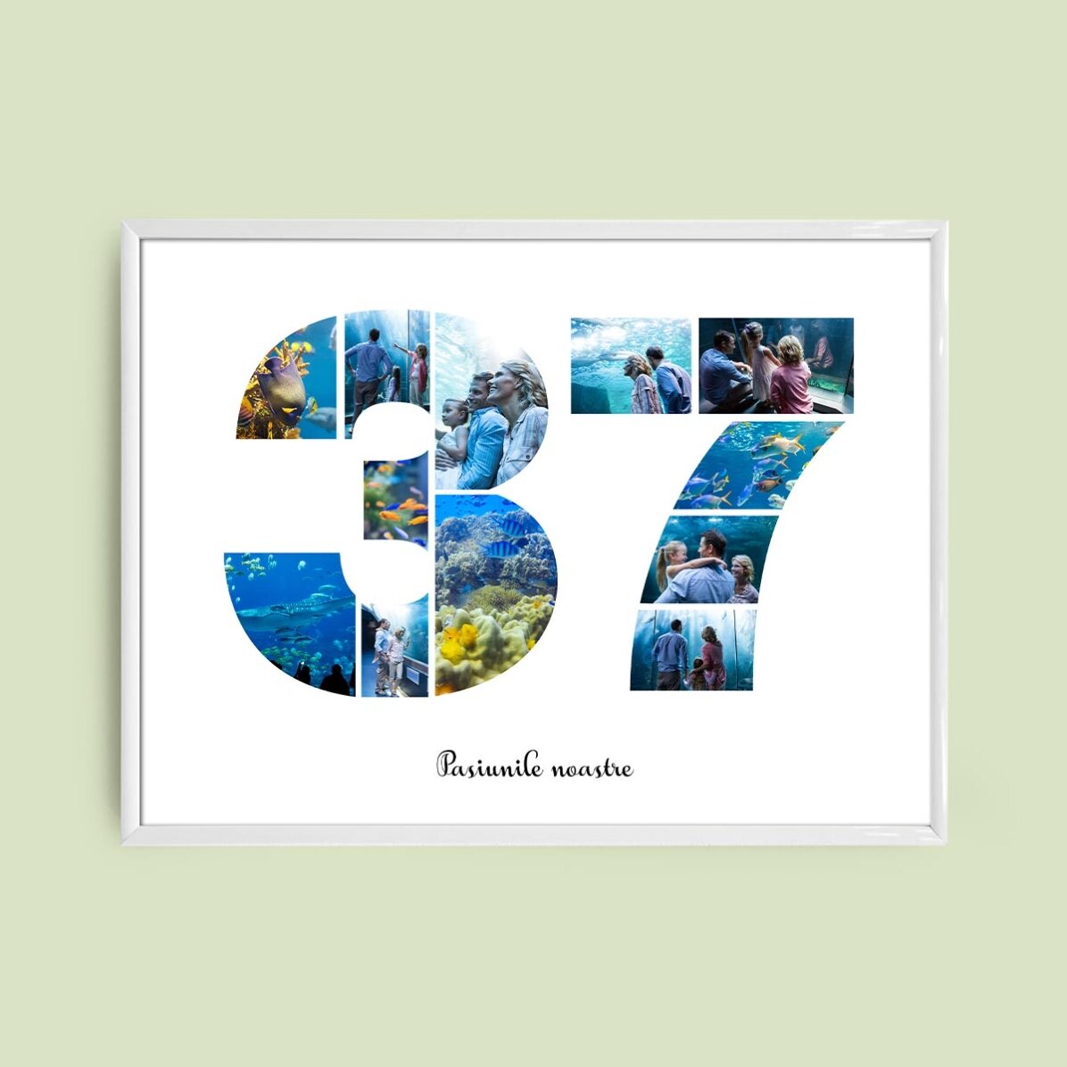 Személyre szabott tájkép vászon 12 fotóval, modellszám 37 és szöveges üzenettel