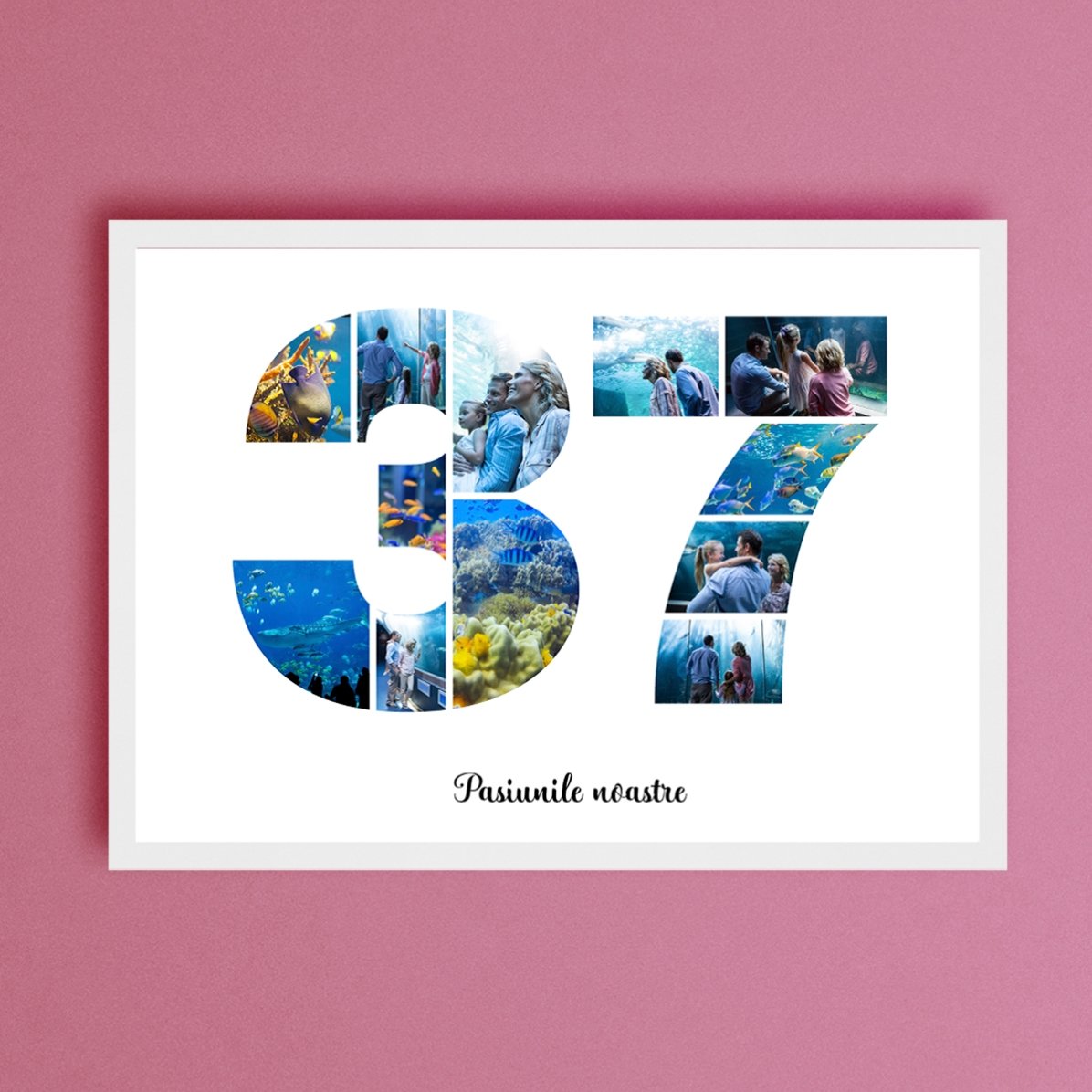 Tablou landscape personalizat cu 12 poze model numărul 37 și mesaj text