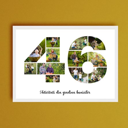 Tablou landscape personalizat cu 12 poze model numărul 46 și mesaj text