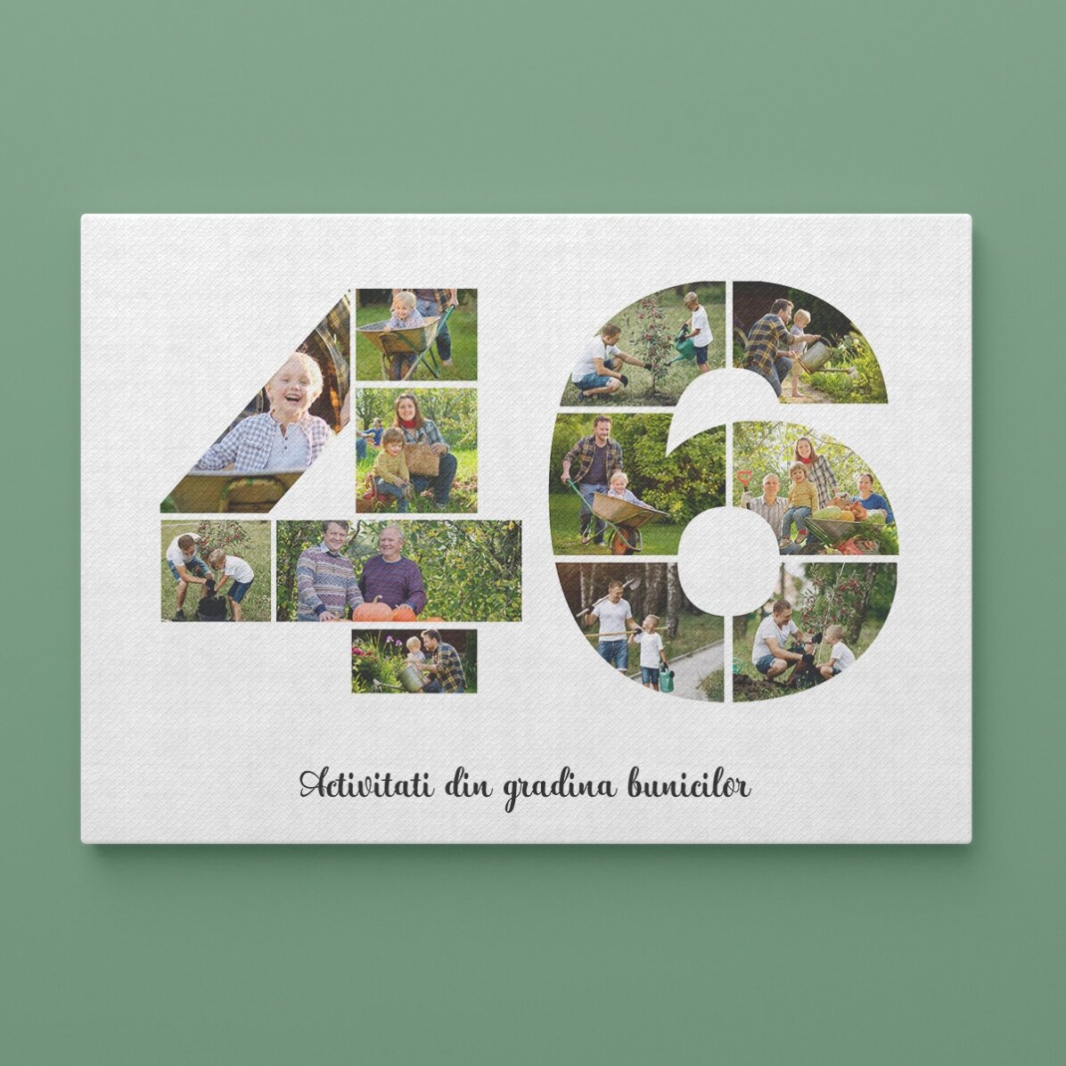 Tablou landscape personalizat cu 12 poze model numărul 46 și mesaj text