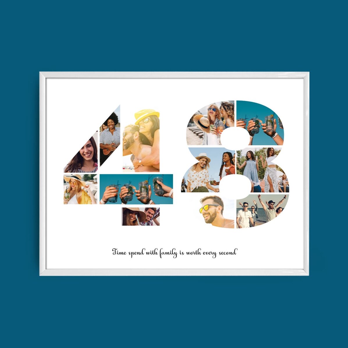 Személyre szabott tájkép vászon 12 fotóval, 48-as modellszámmal és szöveges üzenettel