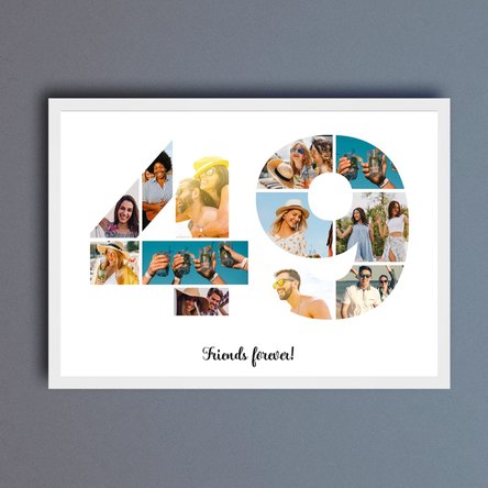 Tablou landscape personalizat cu 12 poze model numărul 49 și mesaj text