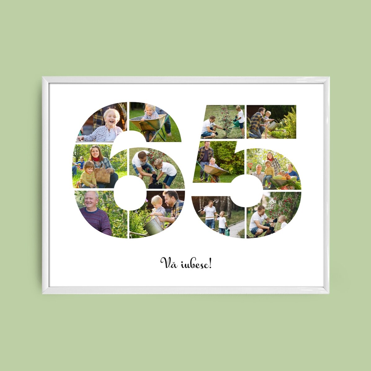 Személyre szabott tájkép vászon 12 fotóval, 65-ös modellszámmal és szöveges üzenettel