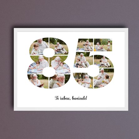 Tablou landscape personalizat cu 12 poze model numărul 85 și mesaj text