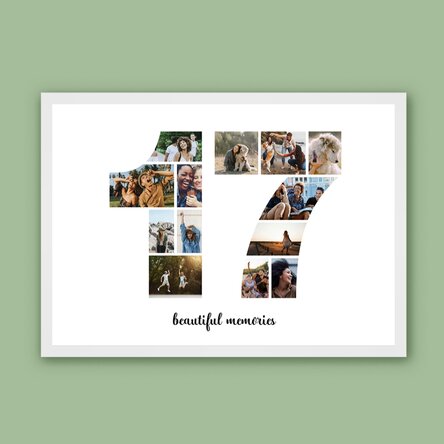 Tablou landscape personalizat cu 13 poze model numărul 17 și mesaj text