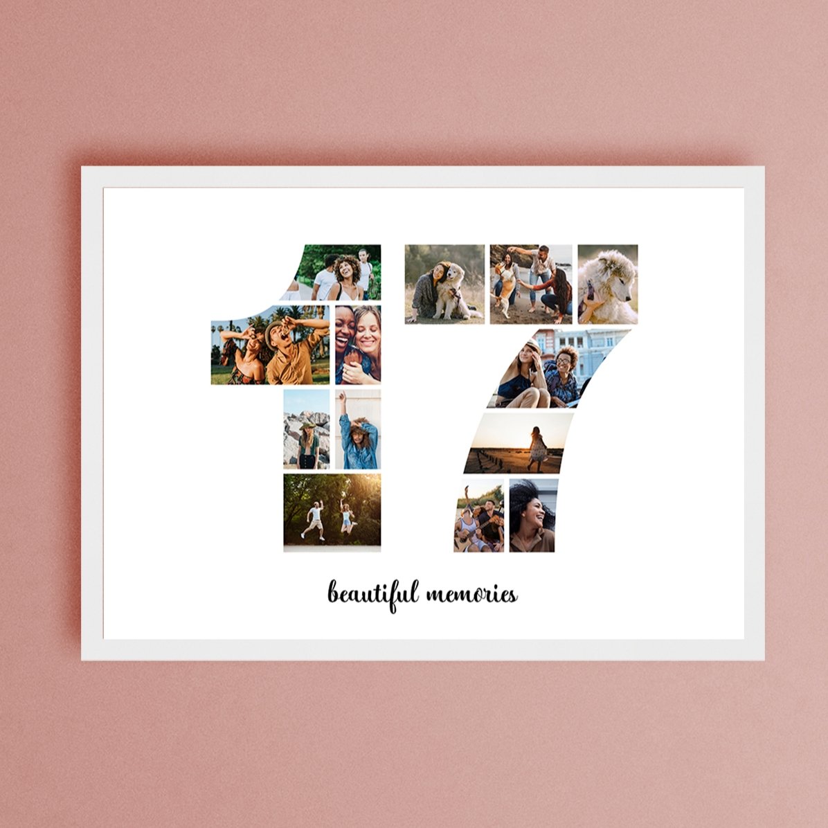 Tablou landscape personalizat cu 13 poze model numărul 17 și mesaj text