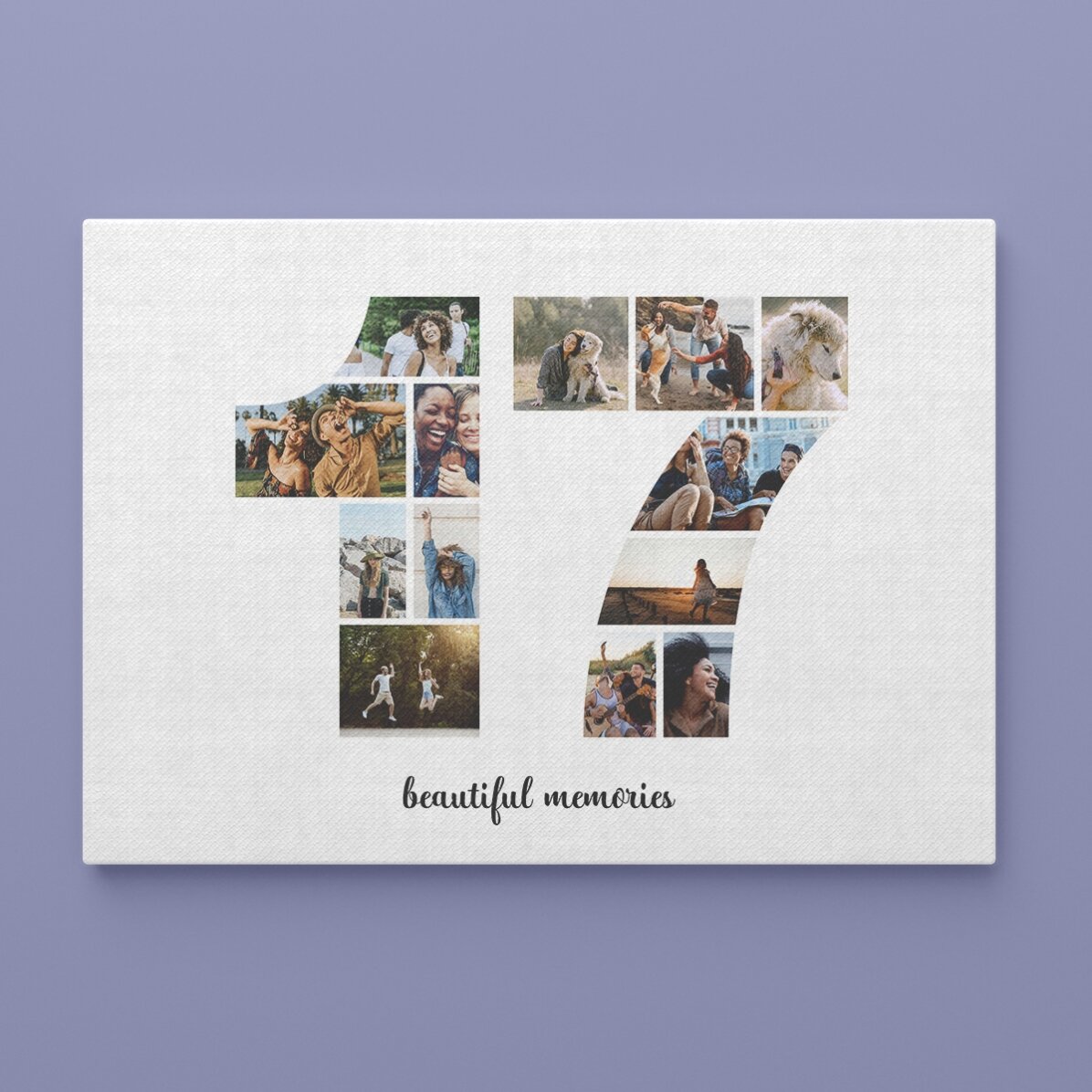 Tablou landscape personalizat cu 13 poze model numărul 17 și mesaj text