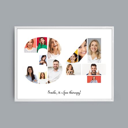 Személyre szabott tájkép vászon 13 fotóval, modellszám 34 és szöveges üzenettel