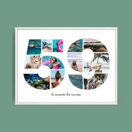 Személyre szabott tájkép vászon 13 fotóval, 59-es modellszámmal és szöveges üzenettel