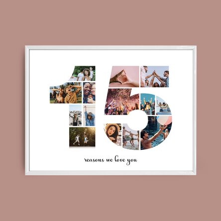 Személyre szabott tájkép vászon 14 fotóval, modellszám 15 és szöveges üzenet