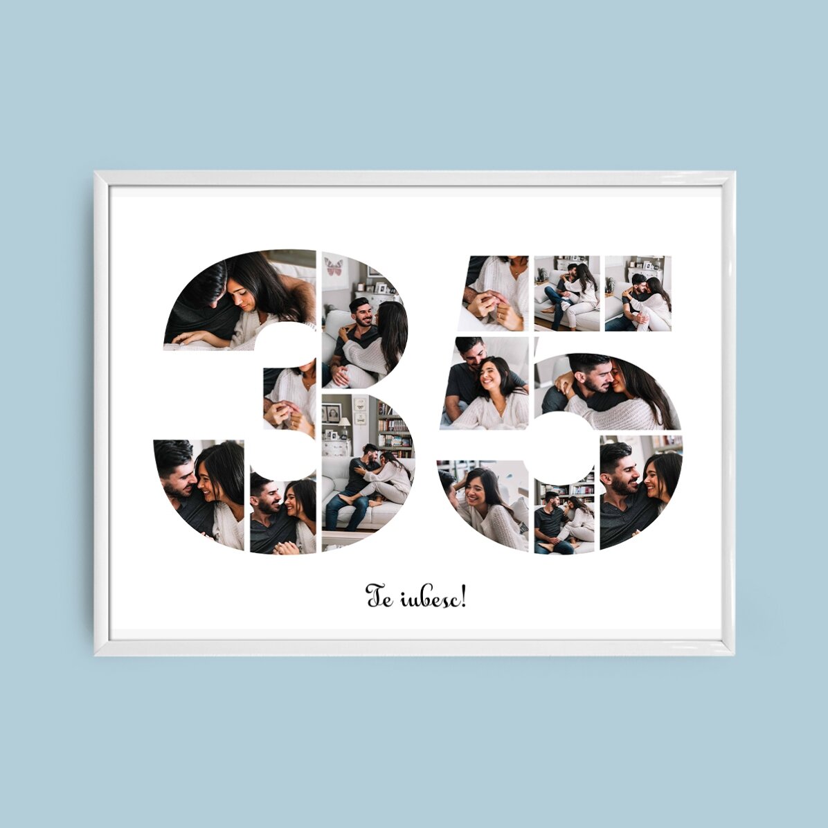 Személyre szabott tájkép vászon 14 fotóval, 35-ös modellszámmal és szöveges üzenettel