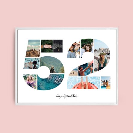 Személyre szabott tájkép vászon 14 fotóval, 52-es modellszámmal és szöveges üzenettel