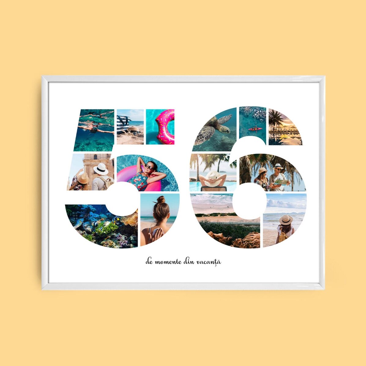 Személyre szabott tájkép vászon 14 fotóval, 56-os modellszámmal és szöveges üzenettel