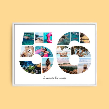 Személyre szabott tájkép vászon 14 fotóval, 56-os modellszámmal és szöveges üzenettel