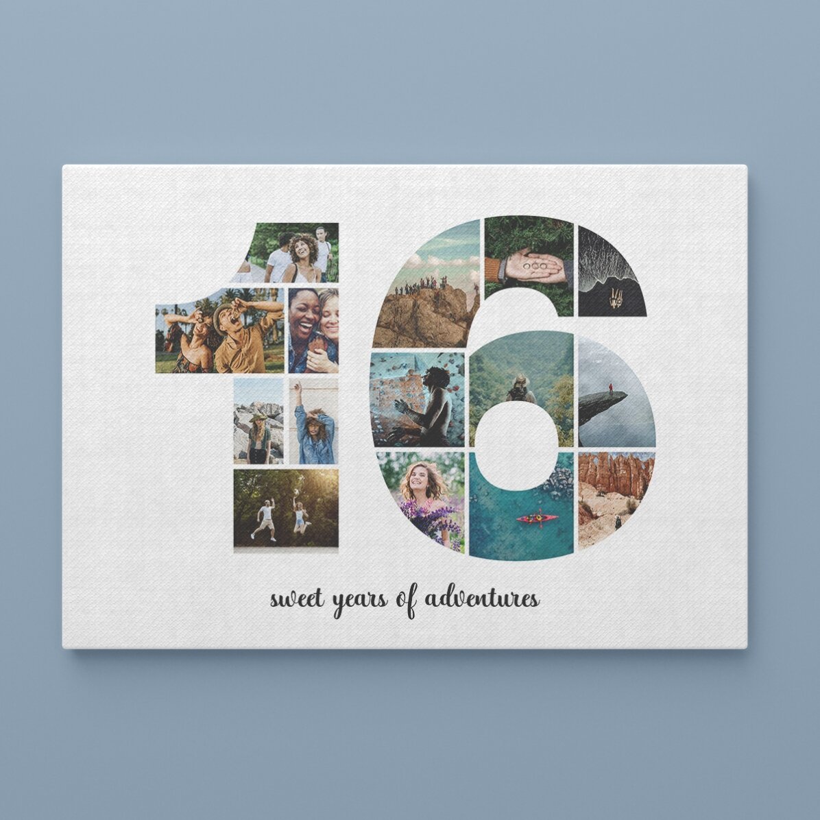 Tablou landscape personalizat cu 15 poze model numărul 16 și mesaj text  