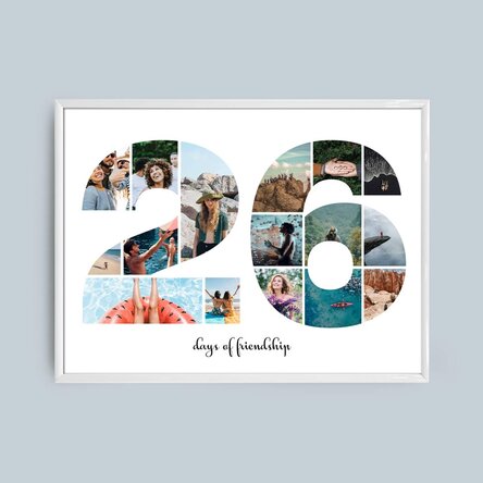 Személyre szabott tájkép vászon 16 fotóval, 26-os modellszámmal és szöveges üzenettel