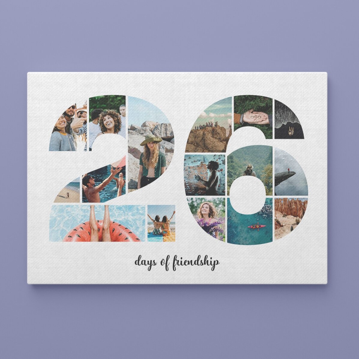 Tablou landscape personalizat cu 16 poze model numărul 26 și mesaj text